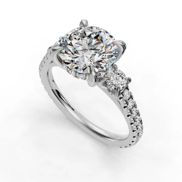 14K White Gold Round Engagement Ring Setting SVS Fine Jewelry Oceanside, NY