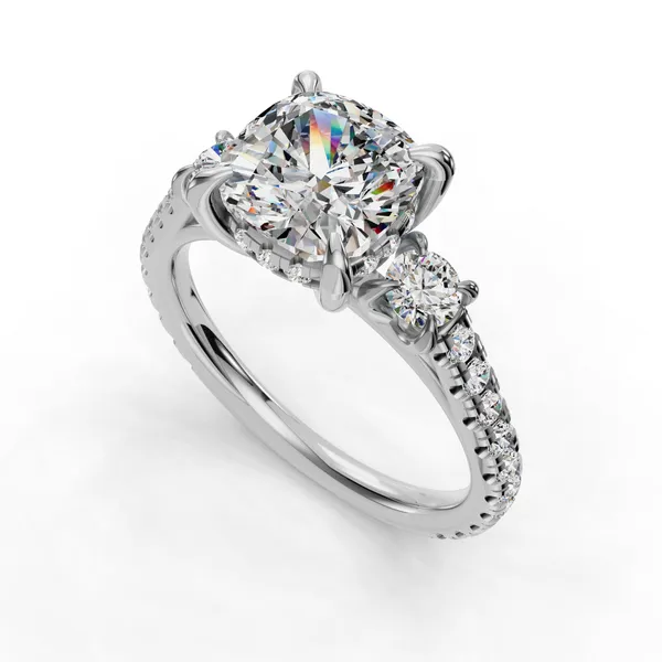 14K White Gold Cushion Engagement Ring Setting SVS Fine Jewelry Oceanside, NY