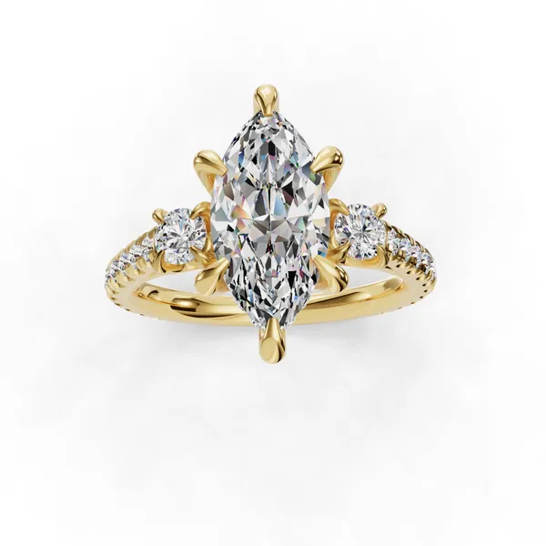 14K Yellow Gold Marquise Engagement Ring Setting Image 4 SVS Fine Jewelry Oceanside, NY