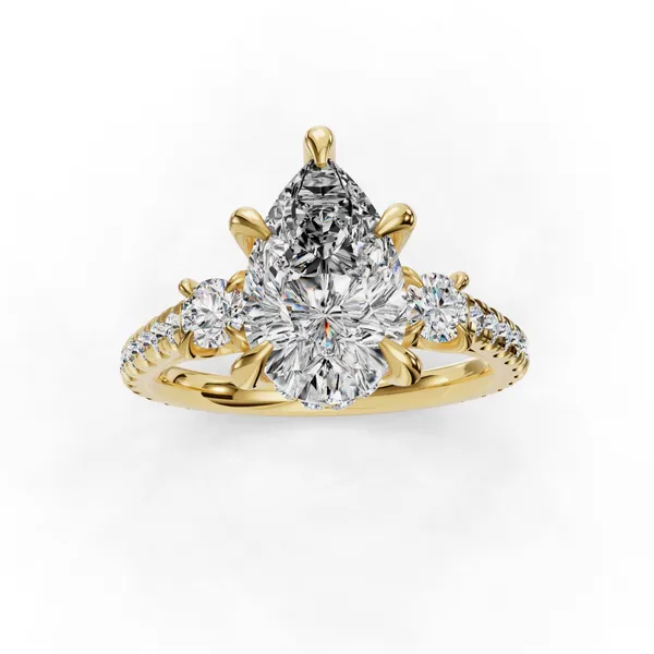 14K Yellow Gold Pear Engagement Ring Setting Image 4 SVS Fine Jewelry Oceanside, NY