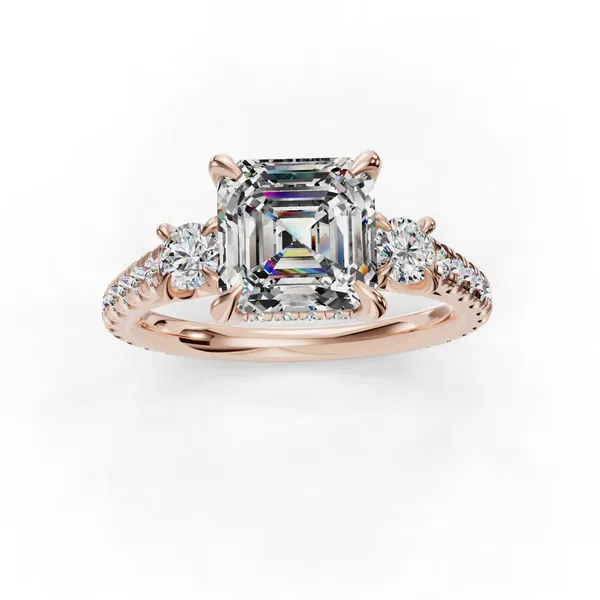 18K Rose Gold Asscher Engagement Ring Setting Image 4 SVS Fine Jewelry Oceanside, NY