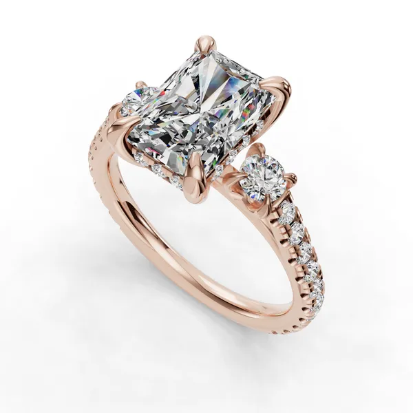 18K Rose Gold Radiant Engagement Ring Setting SVS Fine Jewelry Oceanside, NY