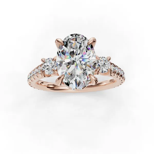 18K Rose Gold Oval Engagement Ring Setting Image 4 SVS Fine Jewelry Oceanside, NY