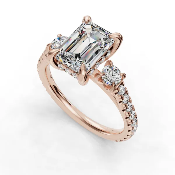 18K Rose Gold Emerald Engagement Ring Setting SVS Fine Jewelry Oceanside, NY