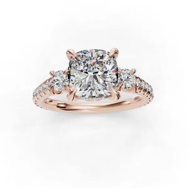 18K Rose Gold Cushion Engagement Ring Setting Image 4 SVS Fine Jewelry Oceanside, NY