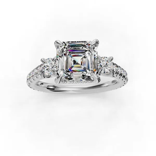 18K White Gold Asscher Engagement Ring Setting Image 4 SVS Fine Jewelry Oceanside, NY