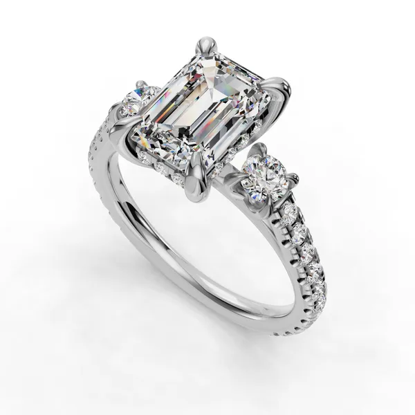 18K White Gold Emerald Engagement Ring Setting SVS Fine Jewelry Oceanside, NY