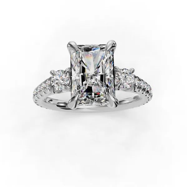 18K White Gold Radiant Engagement Ring Setting Image 4 SVS Fine Jewelry Oceanside, NY