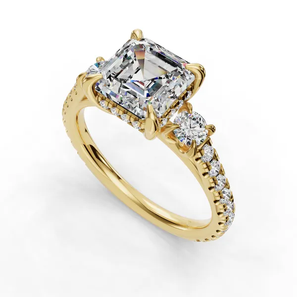 18K Yellow Gold Asscher Engagement Ring Setting SVS Fine Jewelry Oceanside, NY