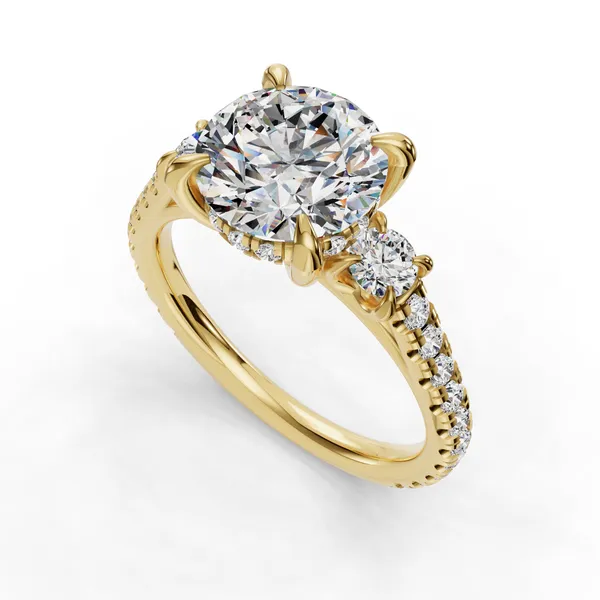 18K Yellow Gold Round Engagement Ring Setting SVS Fine Jewelry Oceanside, NY