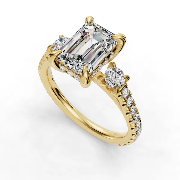 18K Yellow Gold Emerald Engagement Ring Setting SVS Fine Jewelry Oceanside, NY