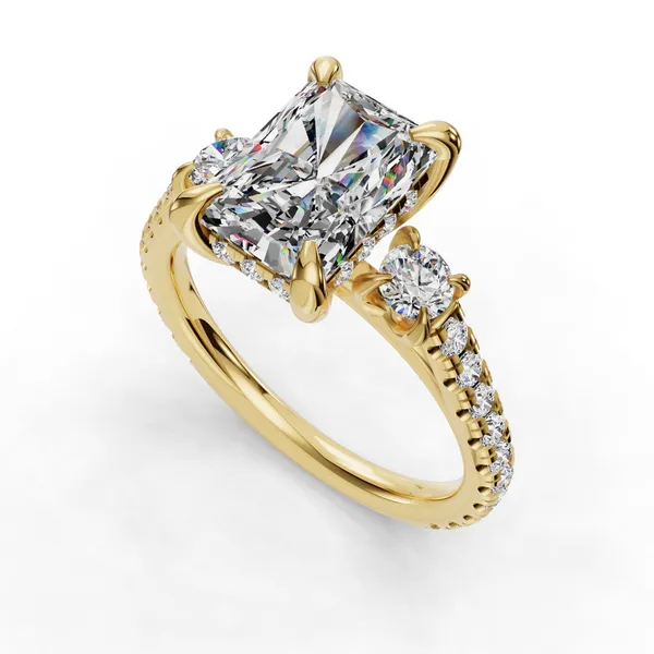 18K Yellow Gold Radiant Engagement Ring Setting SVS Fine Jewelry Oceanside, NY