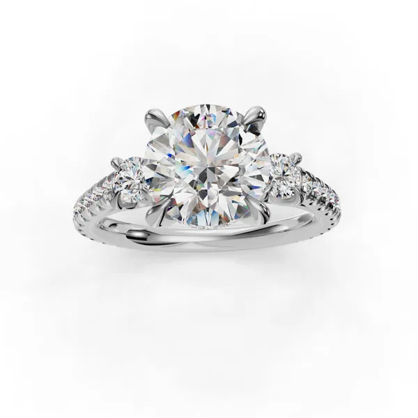 Platinum Round Engagement Ring Setting Image 4 SVS Fine Jewelry Oceanside, NY