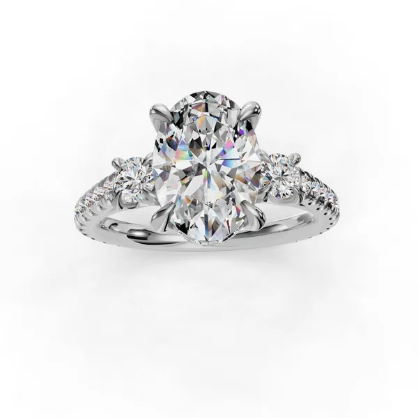 Platinum Oval Engagement Ring Setting Image 4 SVS Fine Jewelry Oceanside, NY