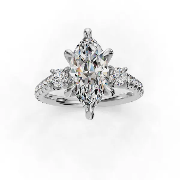 Platinum Marquise Engagement Ring Setting Image 4 SVS Fine Jewelry Oceanside, NY