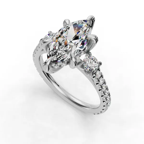 Platinum Marquise Engagement Ring Setting SVS Fine Jewelry Oceanside, NY