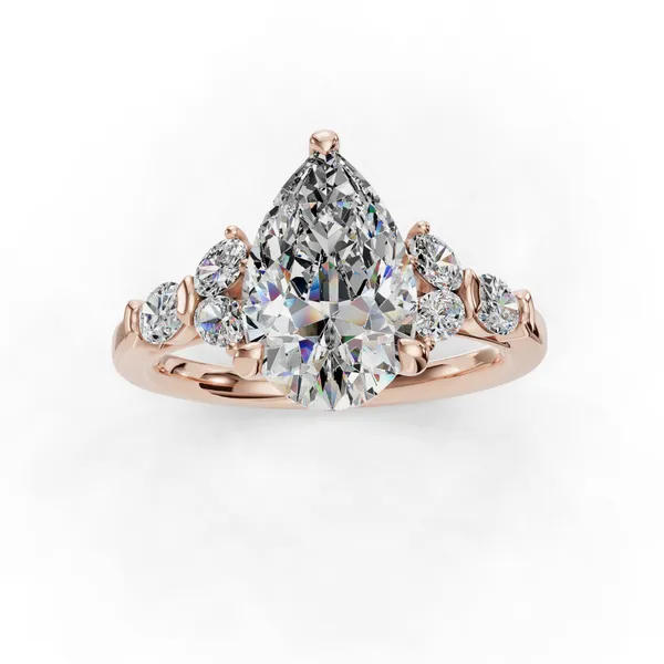 14K Rose Gold Pear Engagement Ring Setting Image 4 SVS Fine Jewelry Oceanside, NY