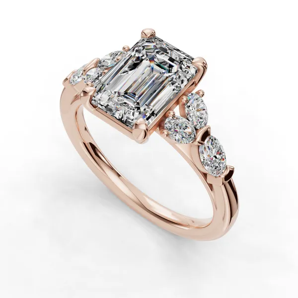 14K Rose Gold Emerald Engagement Ring Setting SVS Fine Jewelry Oceanside, NY