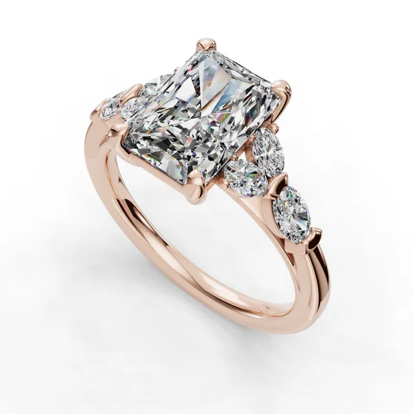 14K Rose Gold Radiant Engagement Ring Setting SVS Fine Jewelry Oceanside, NY