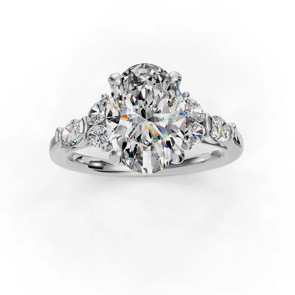 14K White Gold Oval Engagement Ring Setting Image 4 SVS Fine Jewelry Oceanside, NY