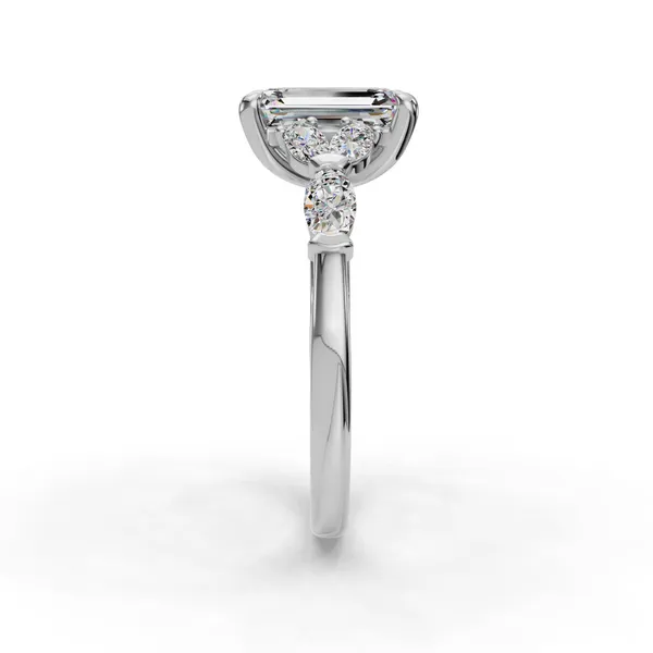 14K White Gold Emerald Engagement Ring Setting Image 3 SVS Fine Jewelry Oceanside, NY