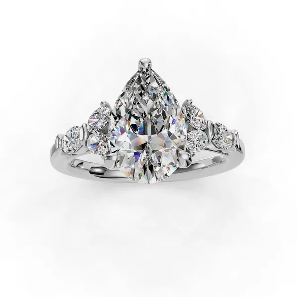 14K White Gold Pear Engagement Ring Setting Image 4 SVS Fine Jewelry Oceanside, NY