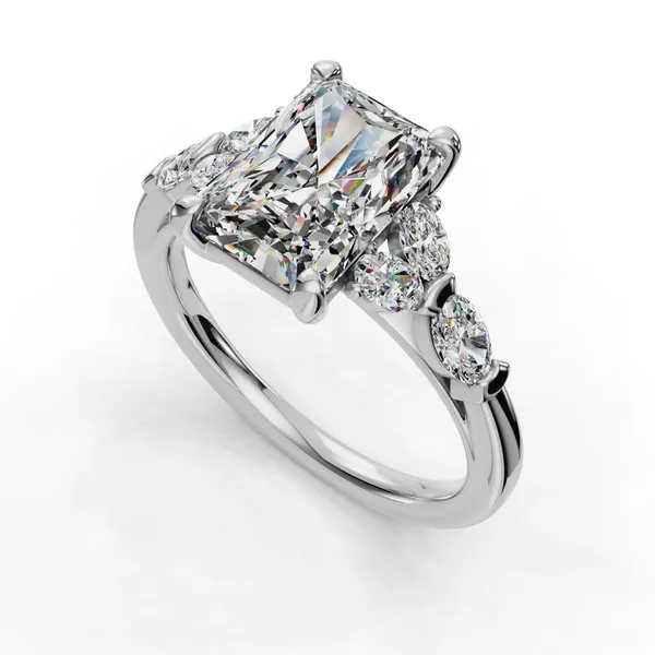 14K White Gold Radiant Engagement Ring Setting SVS Fine Jewelry Oceanside, NY