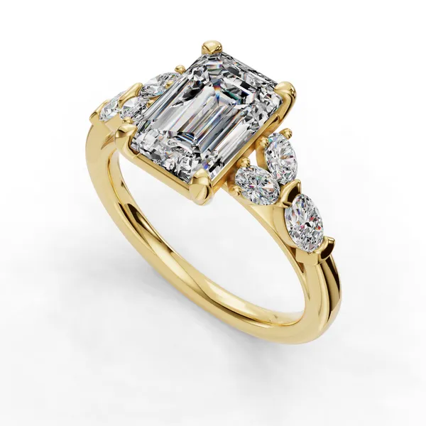 14K Yellow Gold Emerald Engagement Ring Setting SVS Fine Jewelry Oceanside, NY