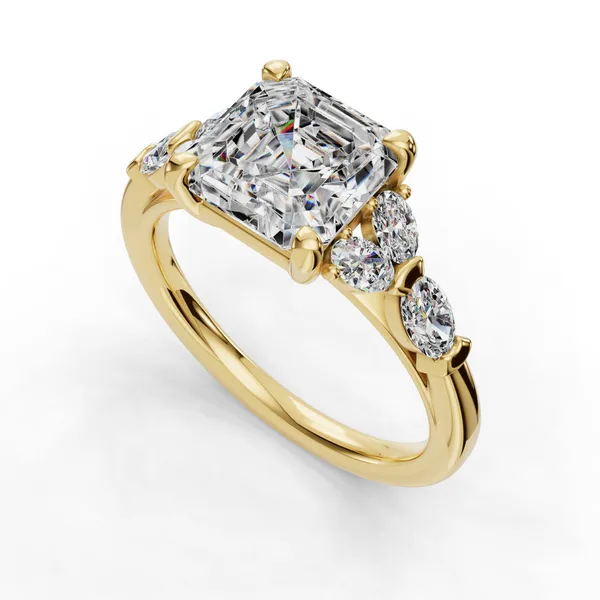 14K Yellow Gold Asscher Engagement Ring Setting SVS Fine Jewelry Oceanside, NY