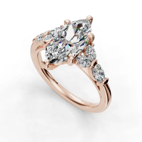 18K Rose Gold Marquise Engagement Ring Setting SVS Fine Jewelry Oceanside, NY