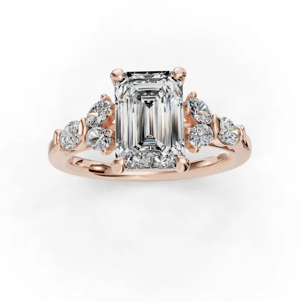 18K Rose Gold Emerald Engagement Ring Setting Image 4 SVS Fine Jewelry Oceanside, NY