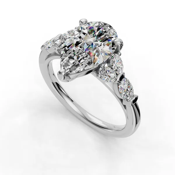 18K White Gold Pear Engagement Ring Setting SVS Fine Jewelry Oceanside, NY