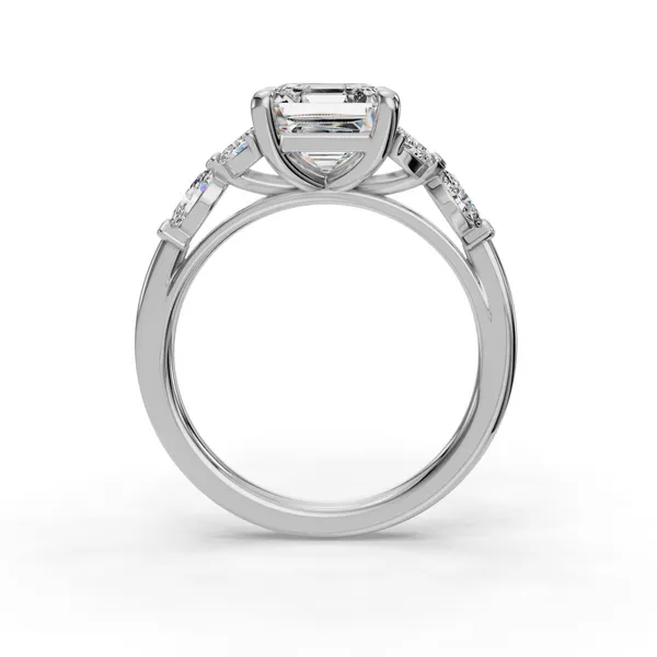 18K White Gold Asscher Engagement Ring Setting Image 2 SVS Fine Jewelry Oceanside, NY