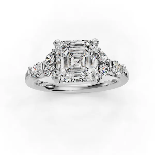 18K White Gold Asscher Engagement Ring Setting Image 4 SVS Fine Jewelry Oceanside, NY