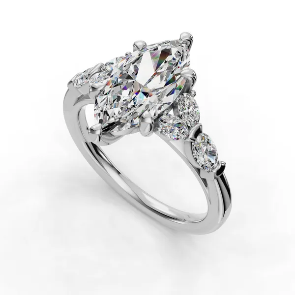18K White Gold Marquise Engagement Ring Setting SVS Fine Jewelry Oceanside, NY