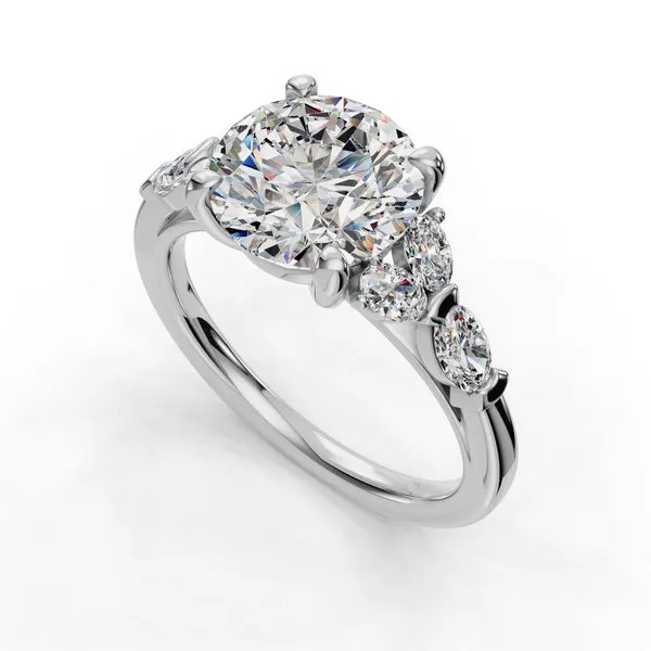 18K White Gold Round Engagement Ring Setting SVS Fine Jewelry Oceanside, NY