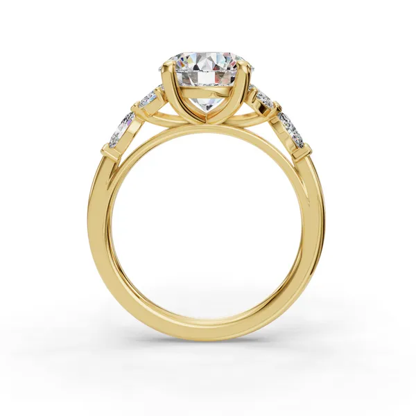 18K Yellow Gold Round Engagement Ring Setting Image 2 SVS Fine Jewelry Oceanside, NY