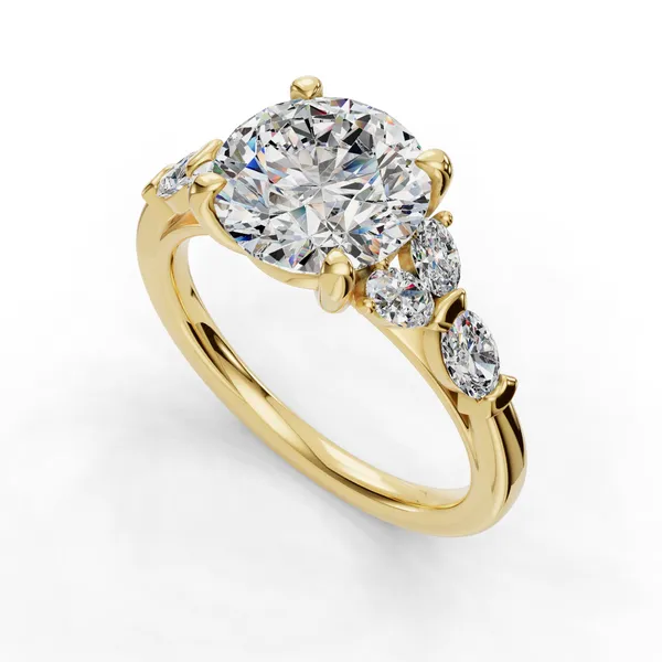 18K Yellow Gold Round Engagement Ring Setting SVS Fine Jewelry Oceanside, NY