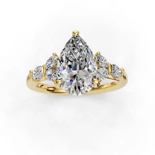 18K Yellow Gold Pear Engagement Ring Setting Image 4 SVS Fine Jewelry Oceanside, NY