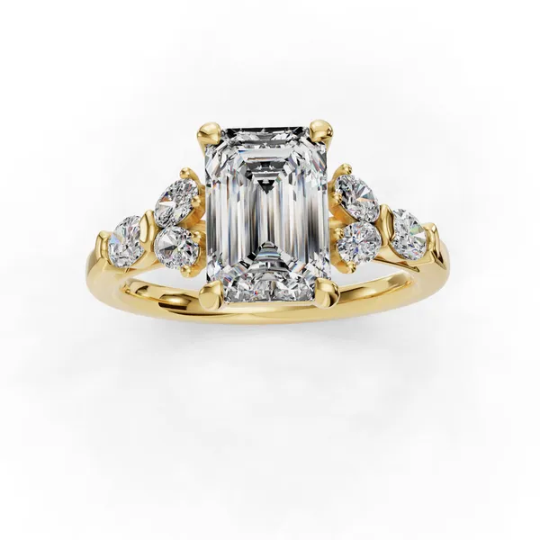 18K Yellow Gold Emerald Engagement Ring Setting Image 4 SVS Fine Jewelry Oceanside, NY