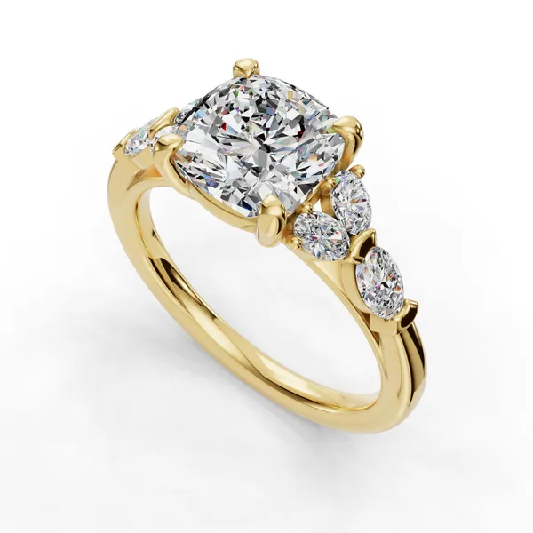 18K Yellow Gold Cushion Engagement Ring Setting SVS Fine Jewelry Oceanside, NY