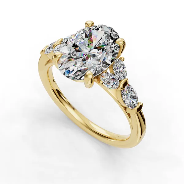 18K Yellow Gold Oval Engagement Ring Setting SVS Fine Jewelry Oceanside, NY