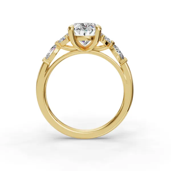 18K Yellow Gold Oval Engagement Ring Setting Image 2 SVS Fine Jewelry Oceanside, NY