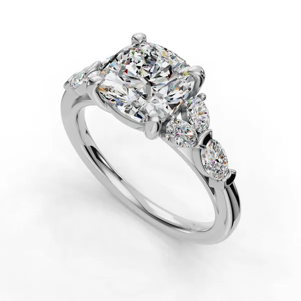 Platinum Cushion Engagement Ring Setting SVS Fine Jewelry Oceanside, NY