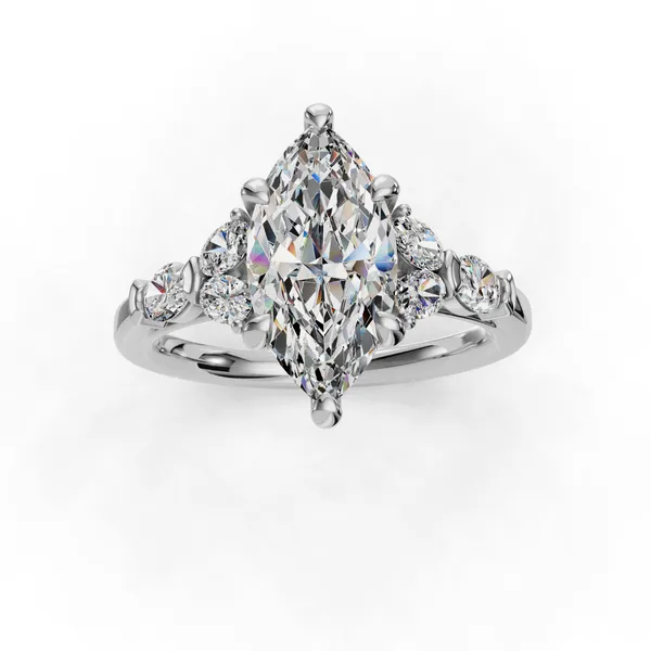 Platinum Marquise Engagement Ring Setting Image 4 SVS Fine Jewelry Oceanside, NY