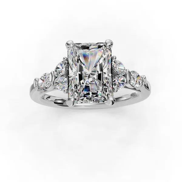 Platinum Radiant Engagement Ring Setting Image 4 SVS Fine Jewelry Oceanside, NY