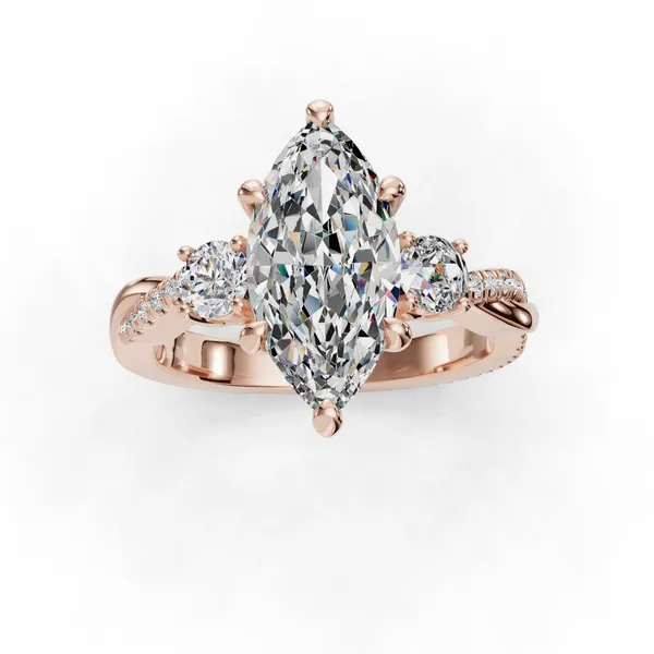 14K Rose Gold Marquise Engagement Ring Setting Image 4 SVS Fine Jewelry Oceanside, NY