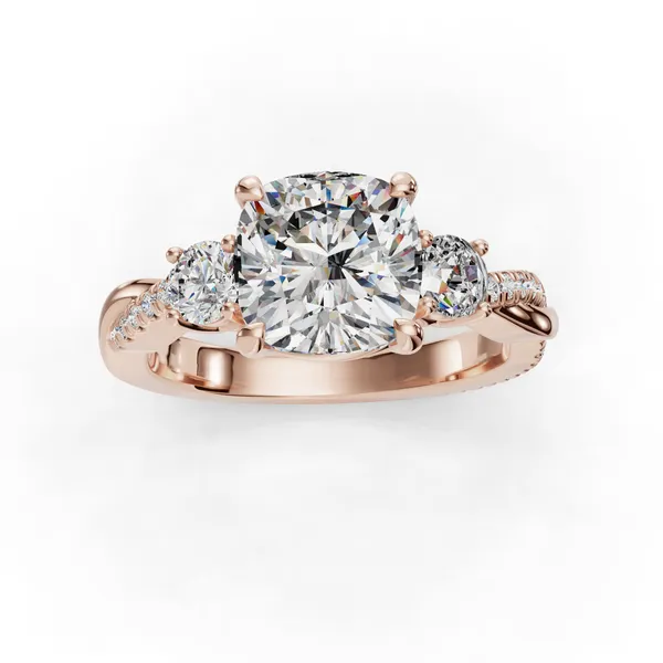 14K Rose Gold Cushion Engagement Ring Setting Image 4 SVS Fine Jewelry Oceanside, NY