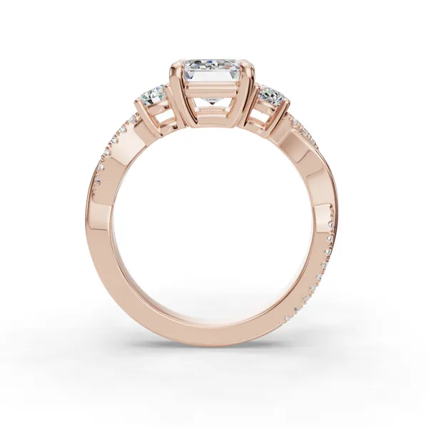 14K Rose Gold Emerald Engagement Ring Setting Image 2 SVS Fine Jewelry Oceanside, NY