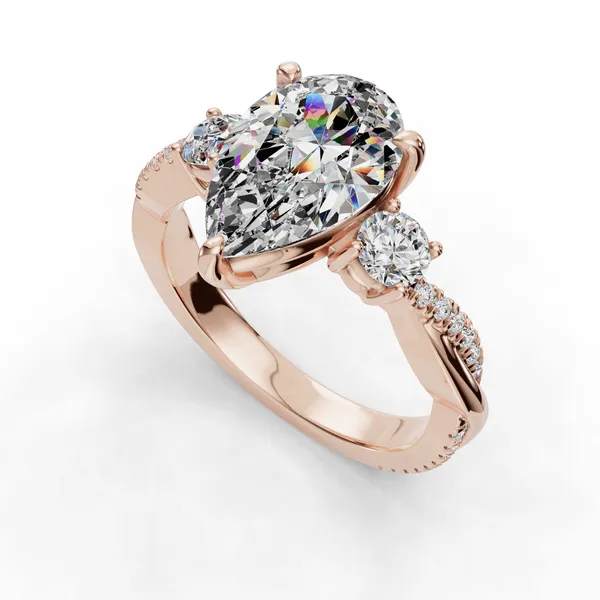 14K Rose Gold Pear Engagement Ring Setting SVS Fine Jewelry Oceanside, NY